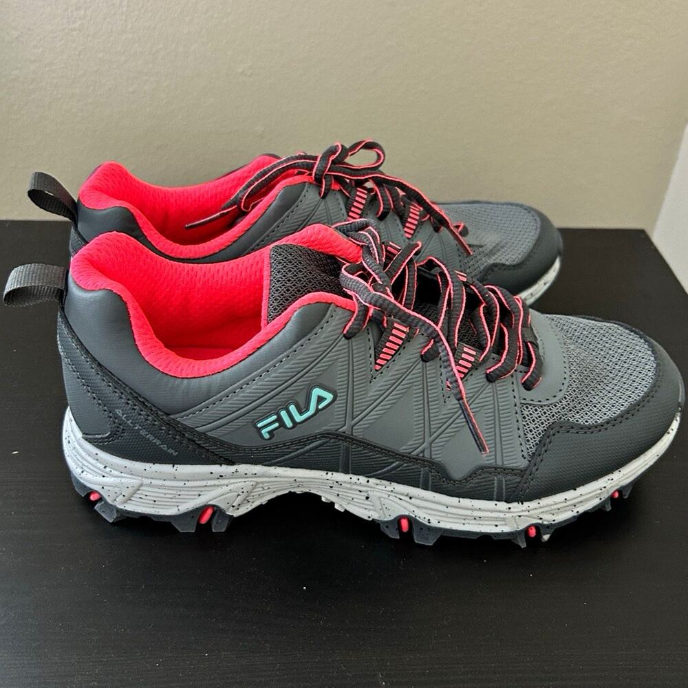 FILA Men's Low Top Lace-Up Athletic Sneaker Gray Pink Black Synthetic JM01954